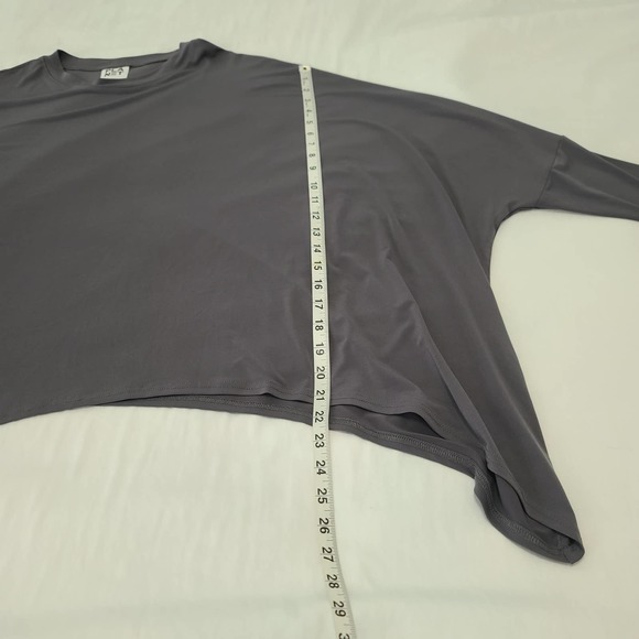 Planet Lauren G Top Gray Long Sleeve One Size Oversize Boxy Lagenlook Stretch - Picture 9 of 9